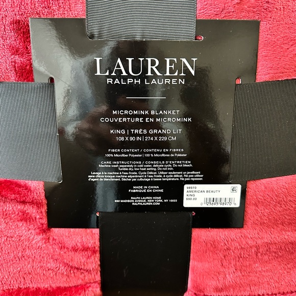 Lauren Ralph Lauren Micromink King Size American Beauty Red Blanket - Picture 4 of 8